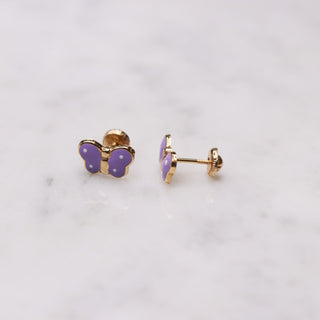 14K Large Enamel Yellow Butterfly Studs