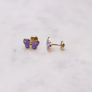 14K Large Enamel Blue Butterfly Studs