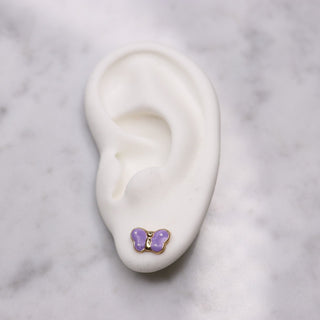 14K Large Enamel Yellow Butterfly Studs