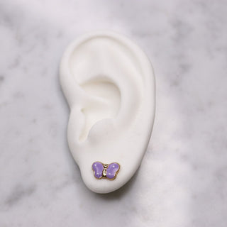 14K Large Enamel Blue Butterfly Studs