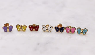 14K Large Enamel Blue Butterfly Studs