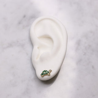 14K Enamel Green Turtle Studs