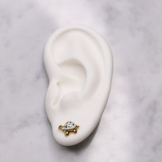 14K Enamel Green Turtle Studs