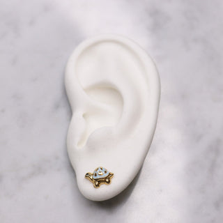 14K Enamel Blue Turtle Studs