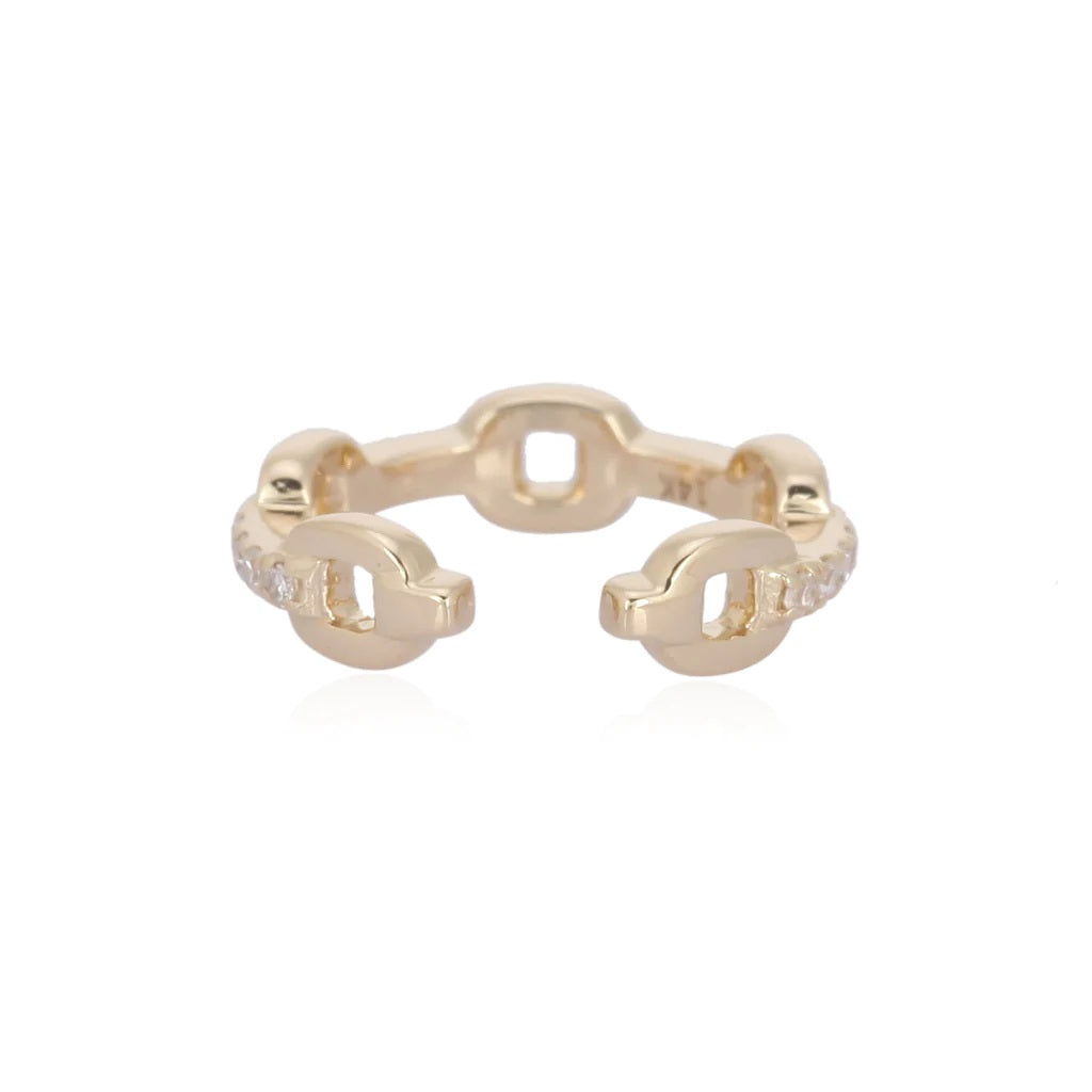14K Diamond Link Ear Cuff