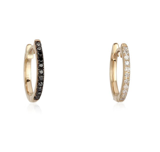 14K Double Sided Black Diamond Huggies