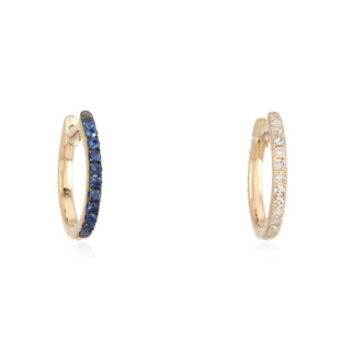 14K Double Sided Blue Sapphire Huggies