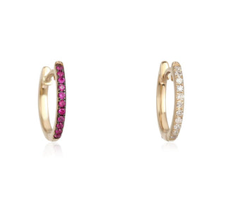 14K Double Sided Ruby Huggies