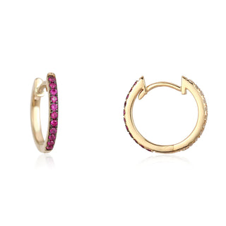 14K Double Sided Ruby Huggies