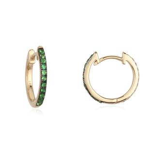 14K Double Sided Tsavorite Huggies