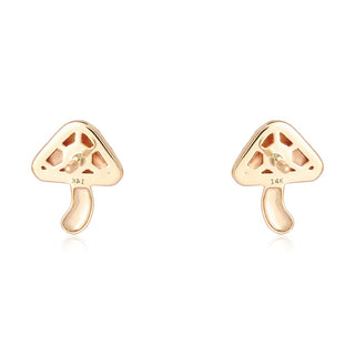 14K Diamond Mushroom Stud Earrings