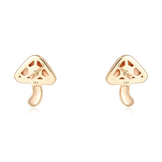 14K Diamond Mushroom Stud Earrings