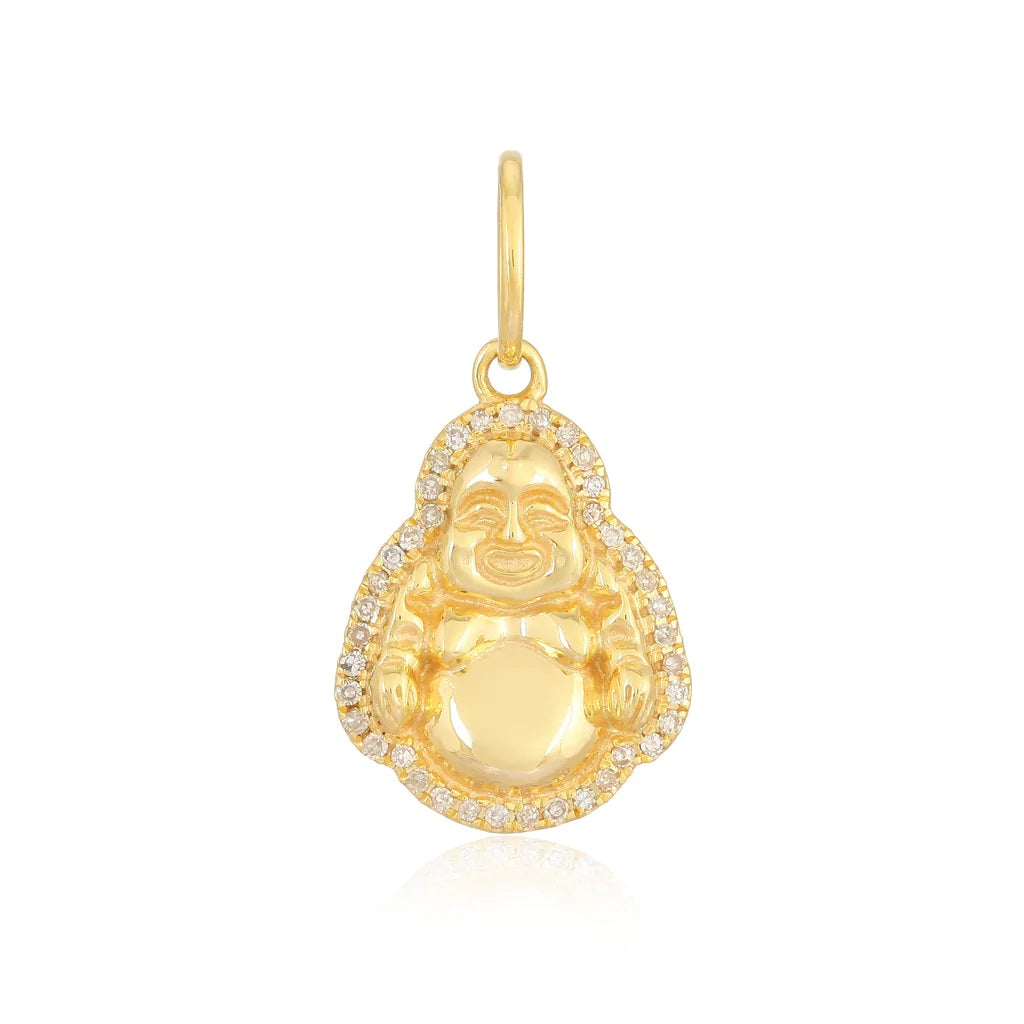 14K Diamond Buddha Charm