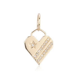14K Heart Charm With Star And Stripes