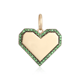 14K Diamond and Ruby Outlined Heart Engravable Charm