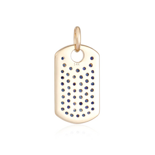 14K Sapphire Dog Tag Charm