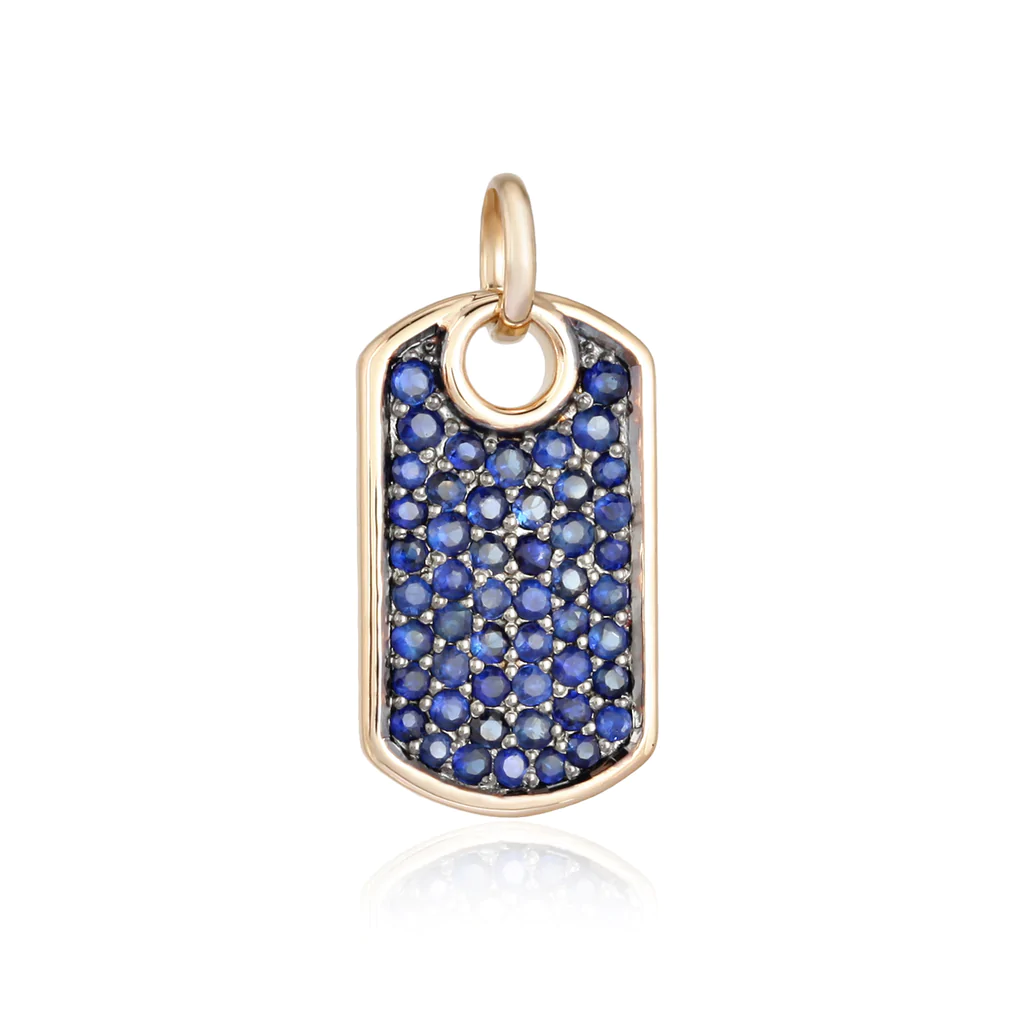14K Diamond Dog Tag Charm