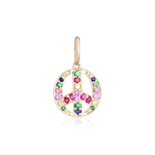 14K Multi Sapphire Peace Charm