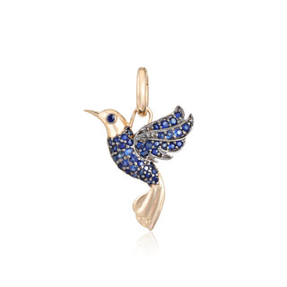 14K Blue Sapphire Bird Charm