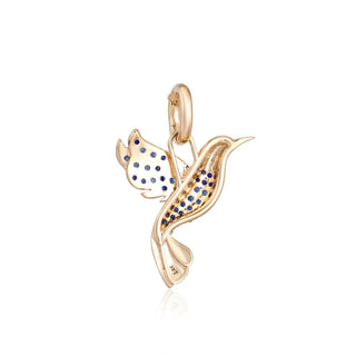14K Blue Sapphire Bird Charm