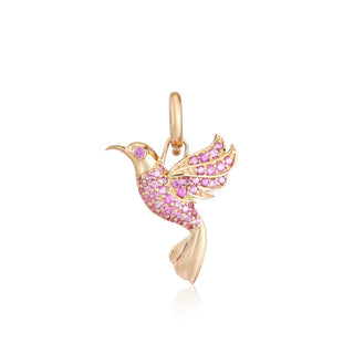 14K Pink Sapphire Bird Charm