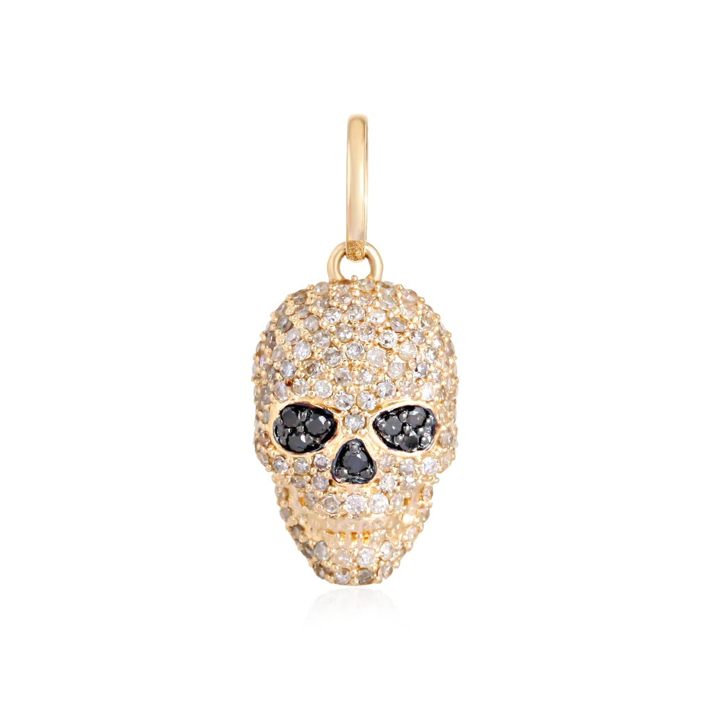 14K Diamond Skull Charm