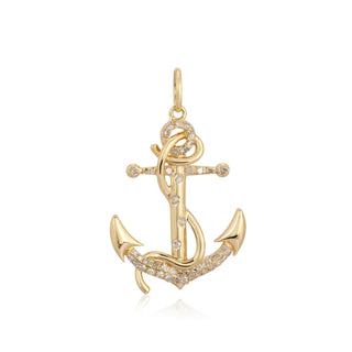 14K Diamond Anchor Charm