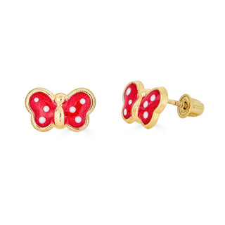 14K Large Enamel Yellow Butterfly Studs