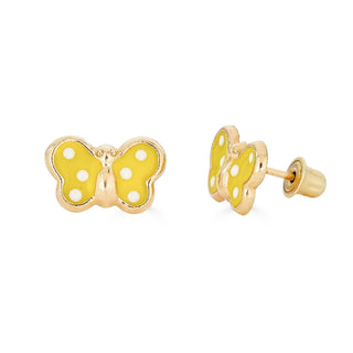 14K Large Enamel Blue Butterfly Studs
