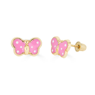 14K Large Enamel Yellow Butterfly Studs