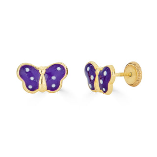 14K Large Enamel Yellow Butterfly Studs