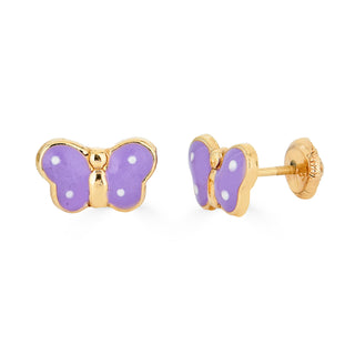 14K Large Enamel Yellow Butterfly Studs