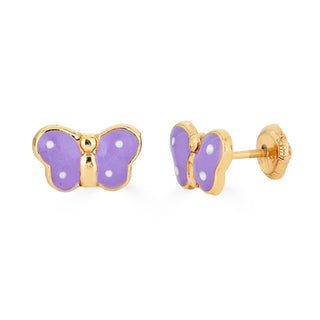 14K Large Enamel Blue Butterfly Studs