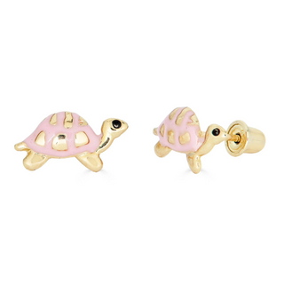14K Enamel Blue Turtle Studs