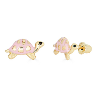 14K Enamel Green Turtle Studs